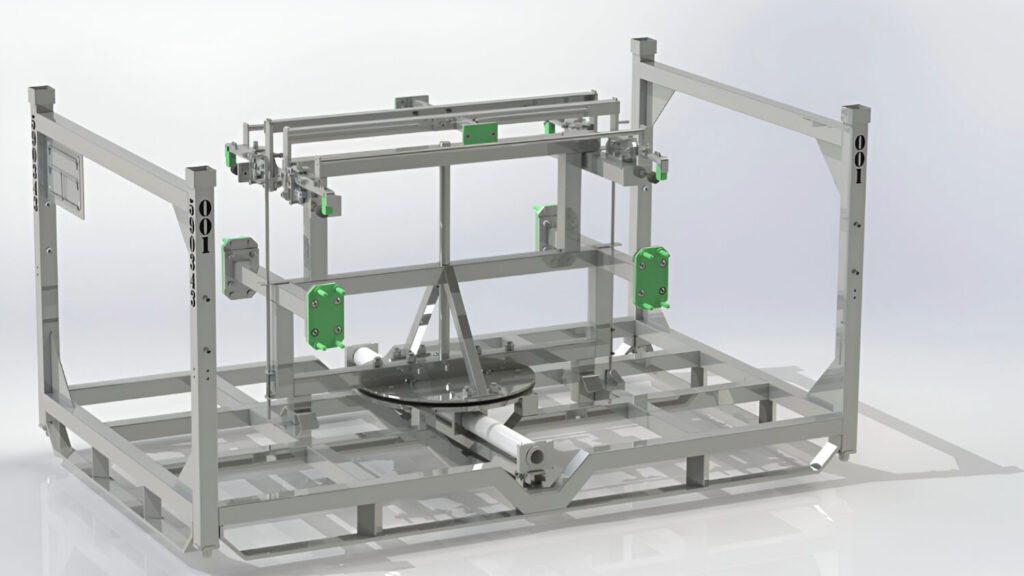Rotating front end module stillage CAD model