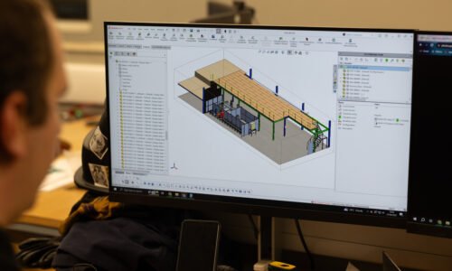 Industrial design for mezzanine floor stairs on computer screen