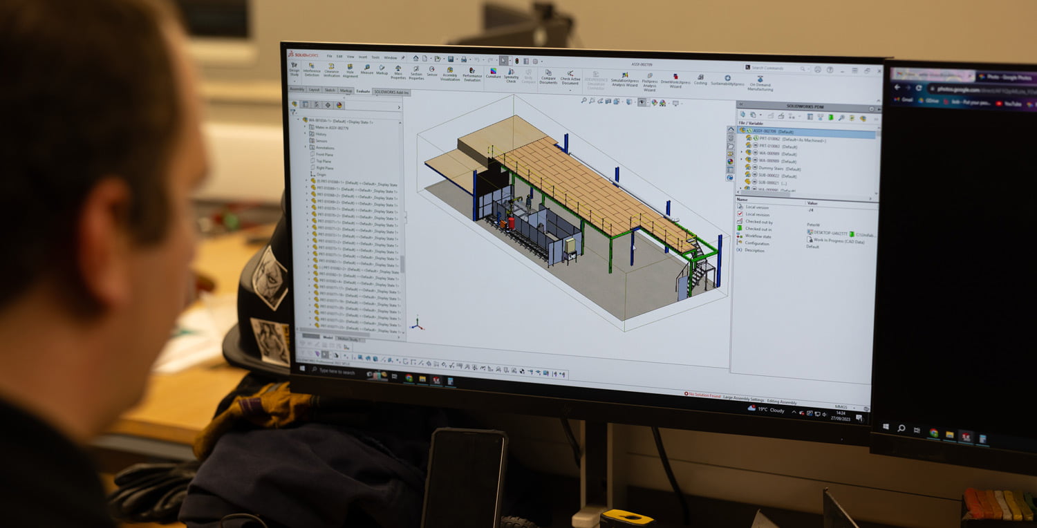 Industrial design for mezzanine floor stairs on computer screen