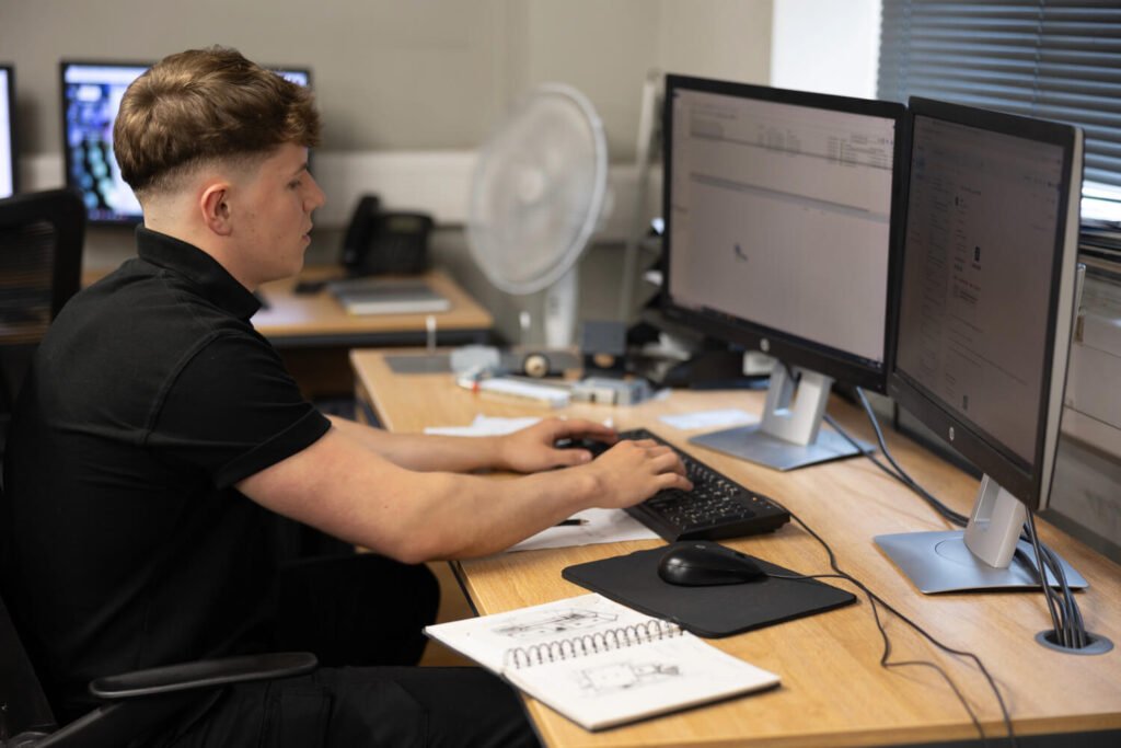 Unifabs industrial design engineer designing a product using CAD