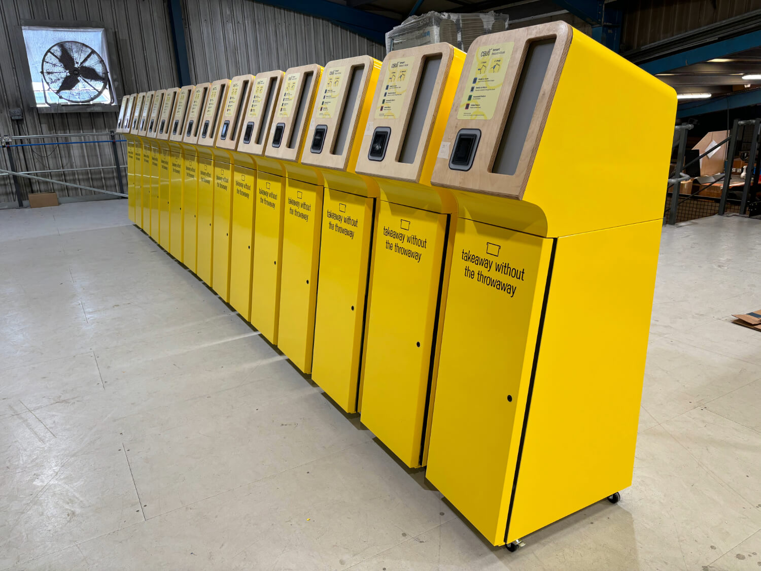 Sheet metal manufactured kiosk powder coated yellow