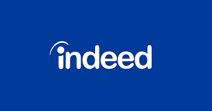 Indeed logo on blue background